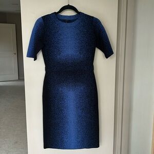 COS Fitted Blue 100% Wool Dress, Size XS